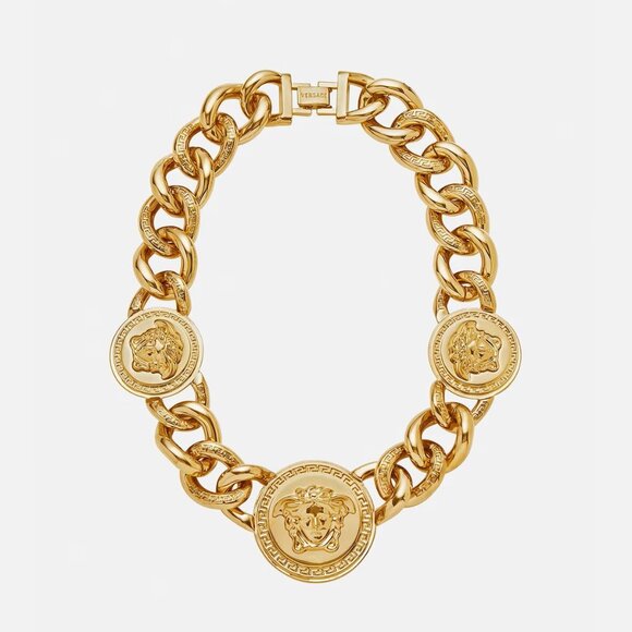 Versace Medusa gold chunky chain-link necklace 3 medallions retails at € 1.590/ - Picture 1 of 12